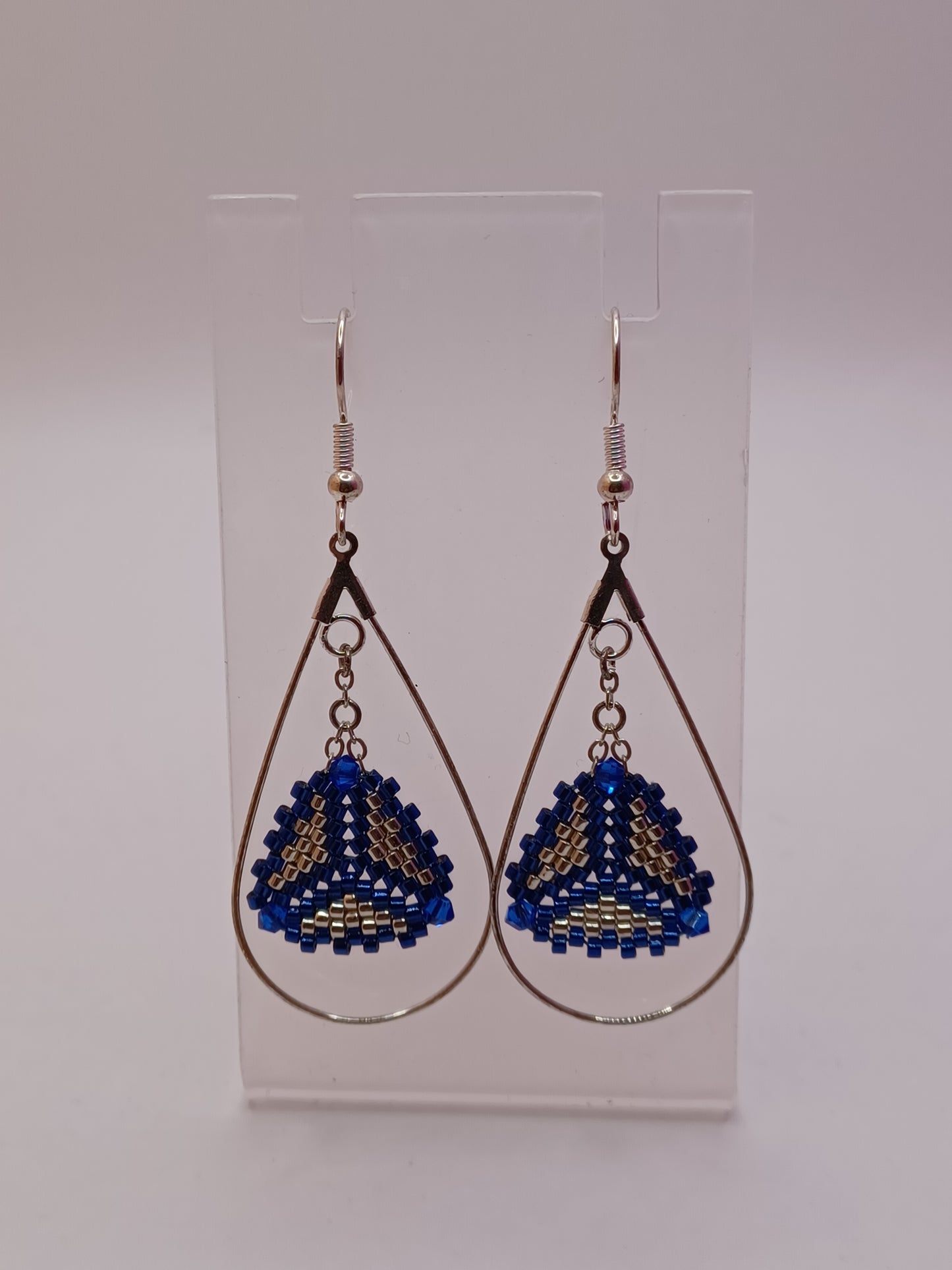 Boucles d'oreilles Créole Goutte d'eau Argenté Miyuki