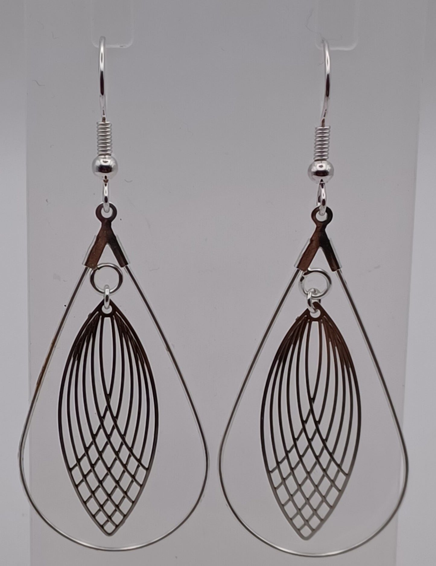 Boucles d'oreilles Art Déco Navette Argenté