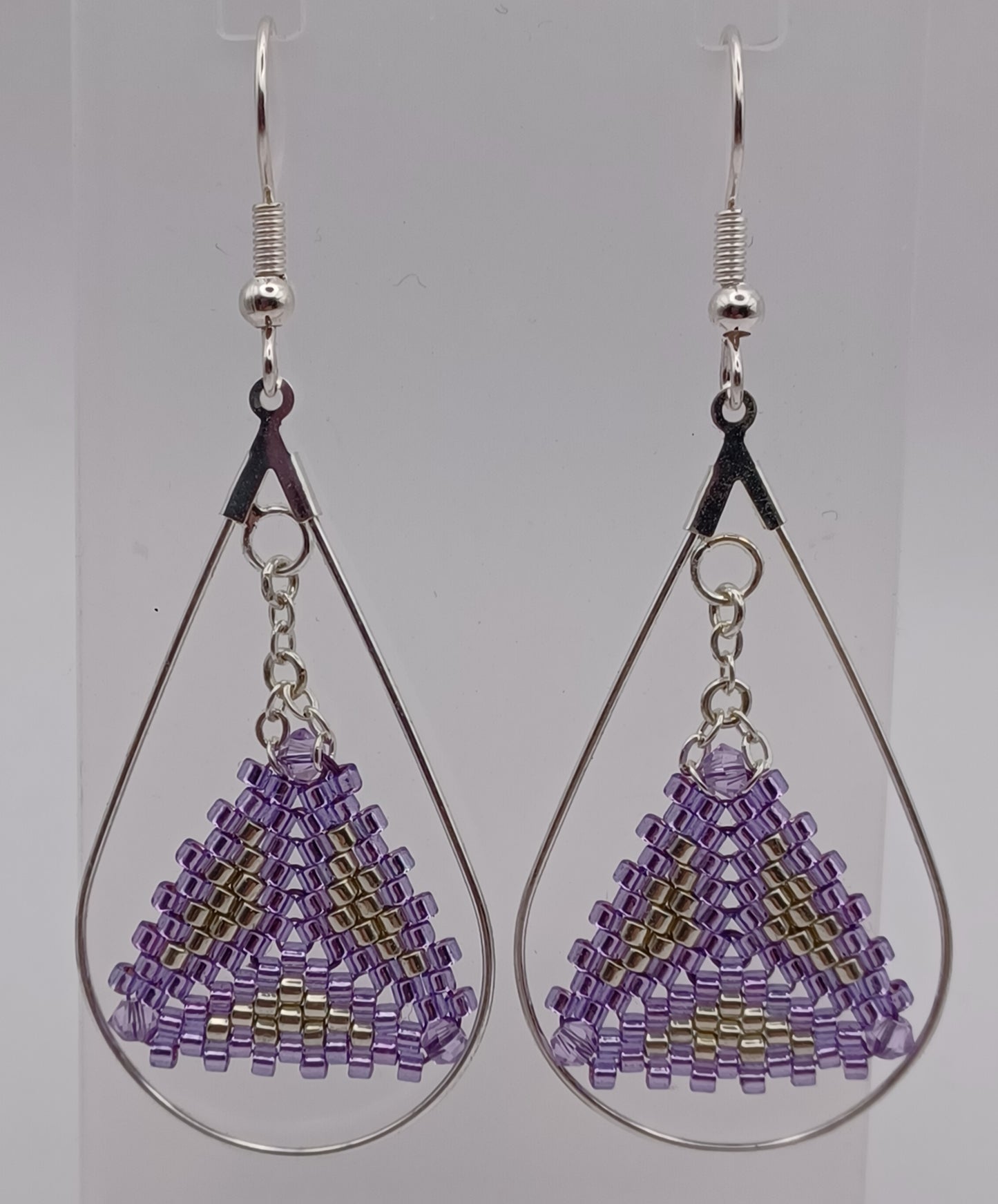 Boucles d'oreilles Créole Goutte d'eau Argenté Miyuki