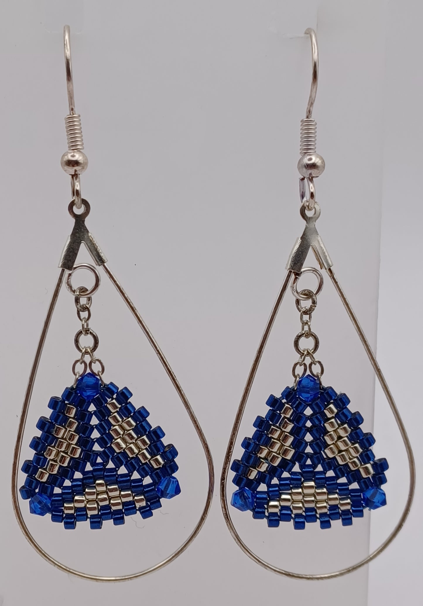 Boucles d'oreilles Créole Goutte d'eau Argenté Miyuki