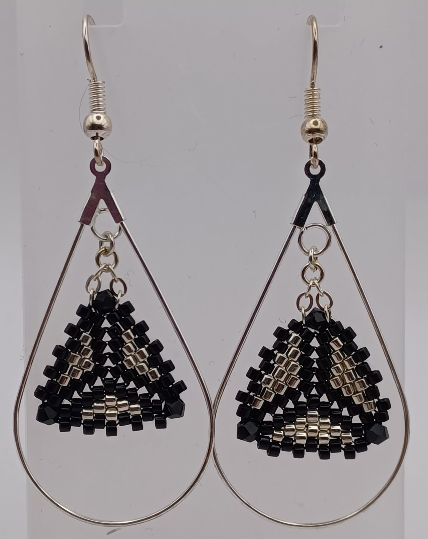 Boucles d'oreilles Créole Goutte d'eau Argenté Miyuki