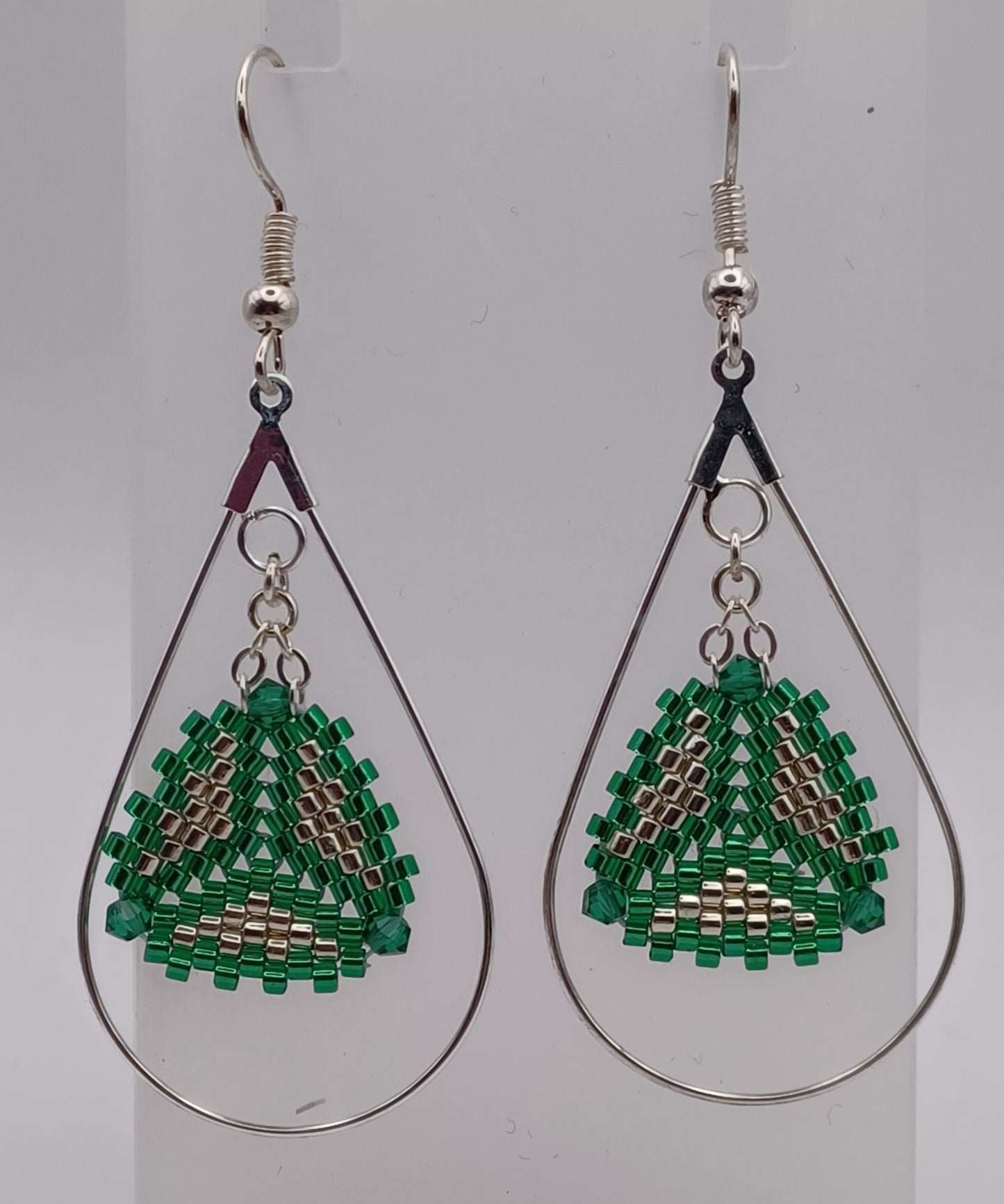 Boucles d'oreilles Créole Goutte d'eau Argenté Miyuki