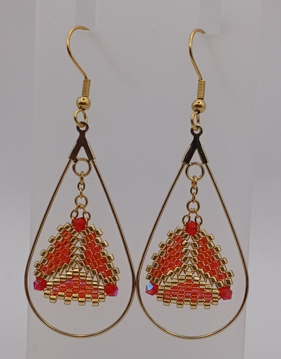 Boucles d'oreilles Créole Goutte d'eau Doré Miyuki