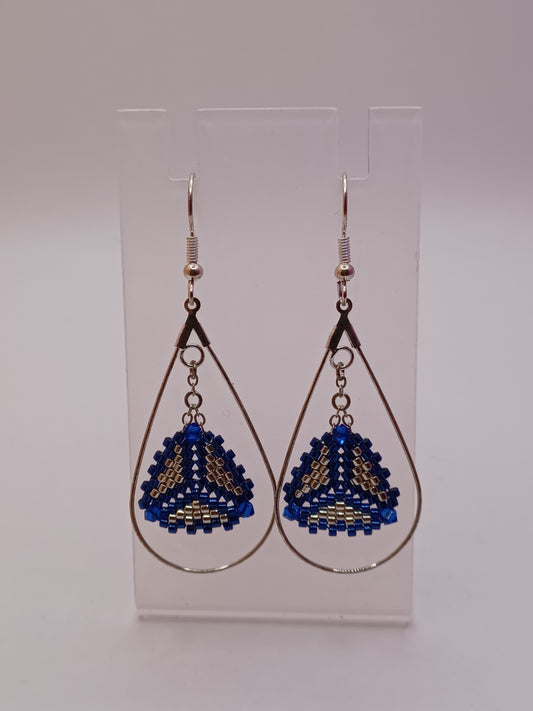 Boucles d'oreilles Créole Goutte d'eau Argenté Miyuki