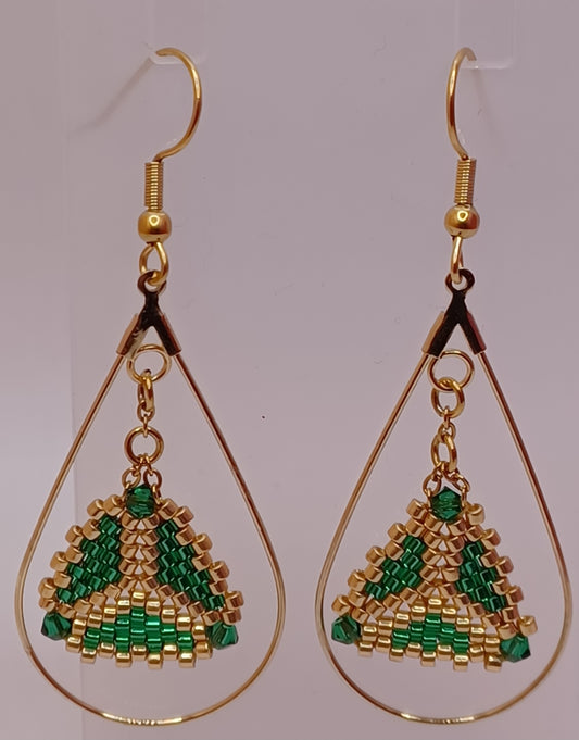 Boucles d'oreilles Créole Goutte d'eau Doré Miyuki