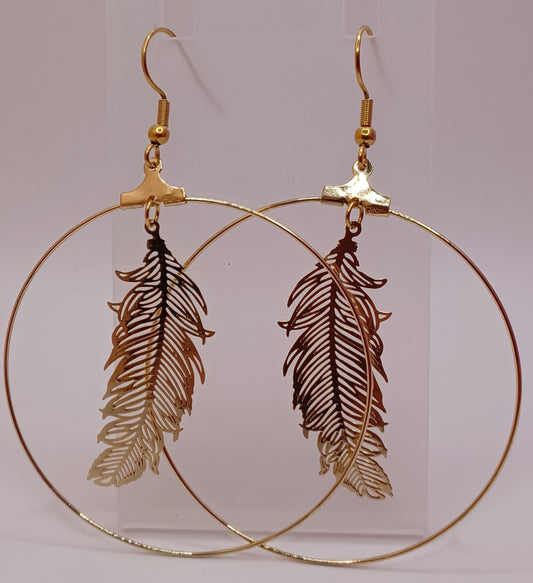 Boucles d'oreilles Feuille Doré