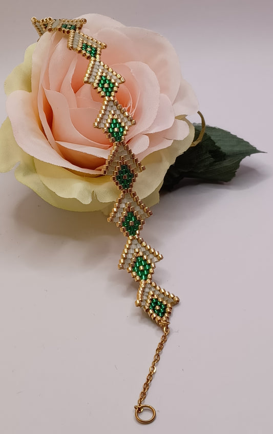 Bracelet Losange Chevauchant en Perles Délicats Miyuki