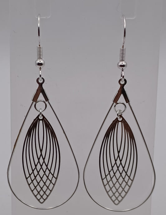 Boucles d'oreilles Art Déco Navette Argenté