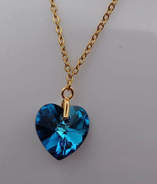 Collier Coeur Crystal Blue