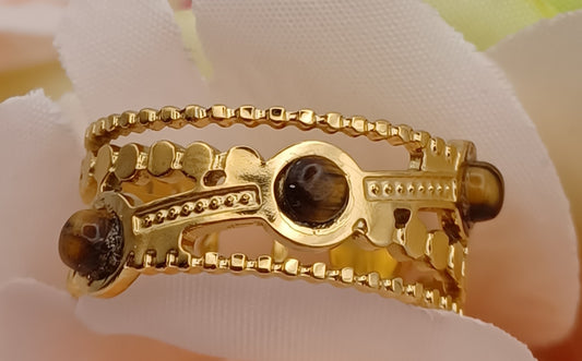 Bague Texturée Œil de Tigre