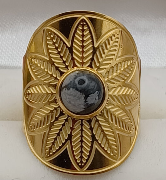 Bague Ethnique Obsidienne Moucheté