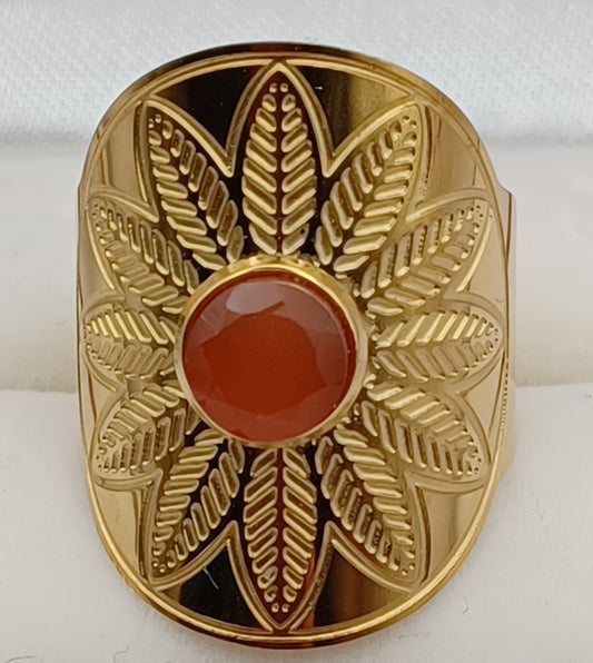 Bague Ethnique Agate Rouge