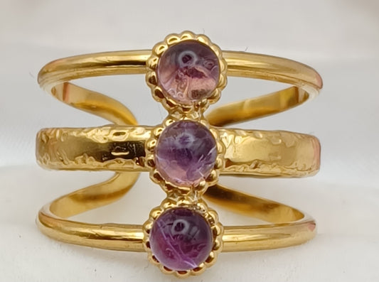 Bague 3 Rangs Améthyste