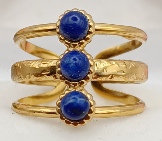 Bague 3 Rangs Lapis Lazuli