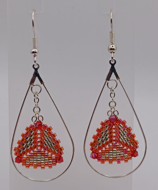 Boucles d'oreilles Créole Goutte d'eau Argenté Miyuki